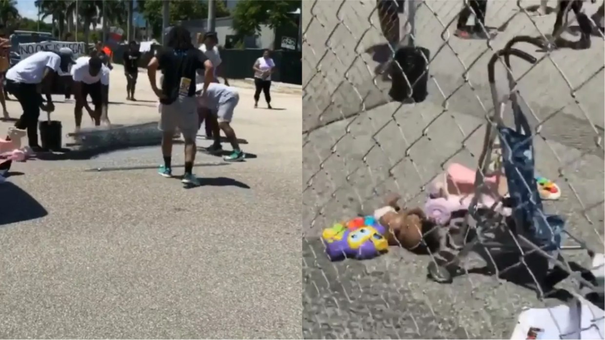 Video: Protesters Stage Mock Baby-Caging Outside Florida Private-Prison Office