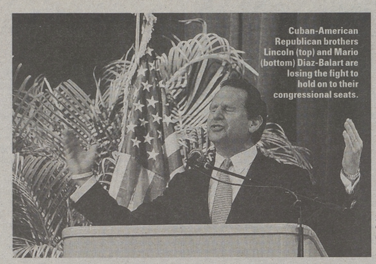 black and white screenshot of a photo of Lincoln Diaz-Balart